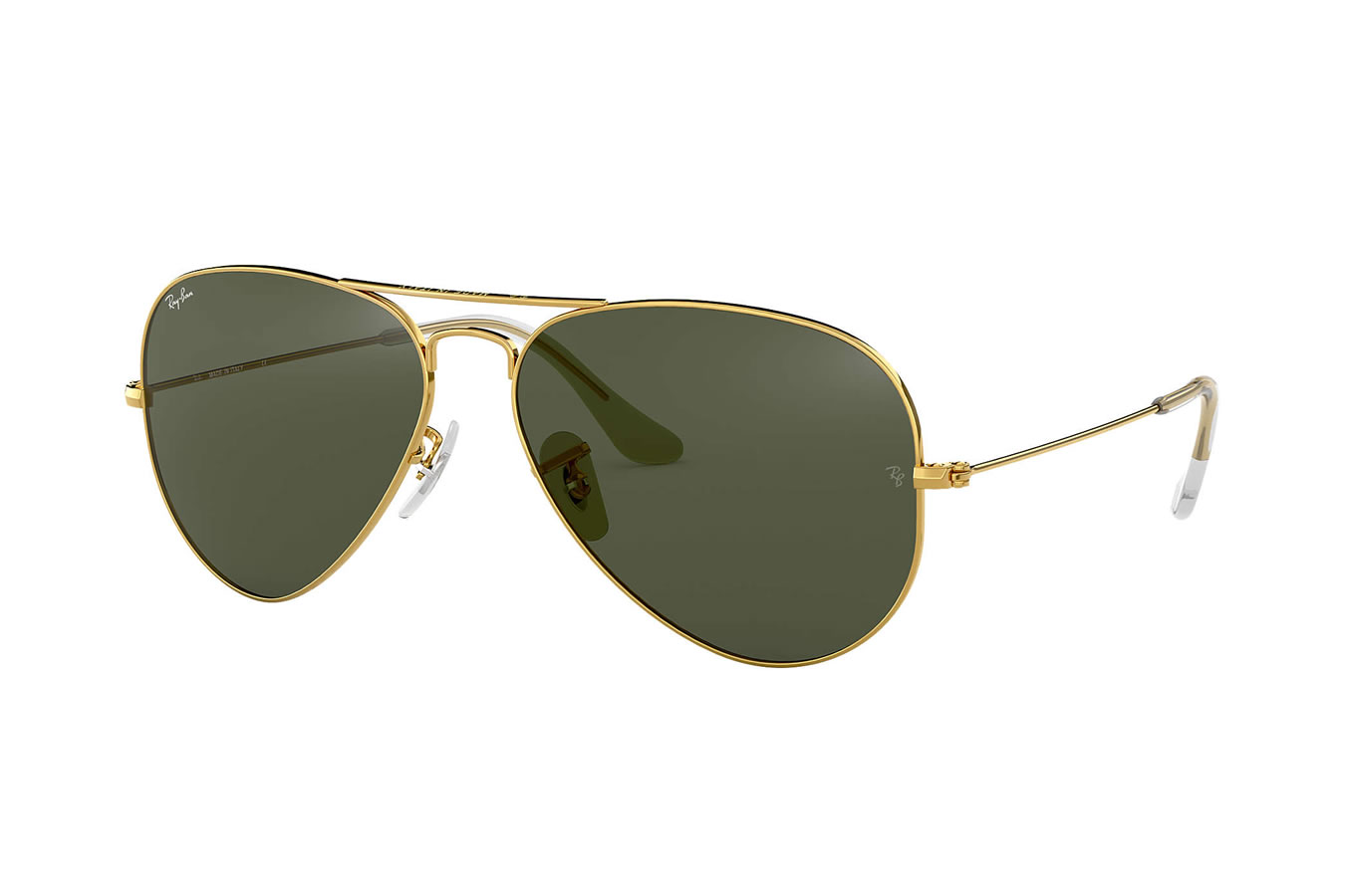 RAY BAN Classic Aviator with Large Gold Metal Frame and Grey/ Green Lenses